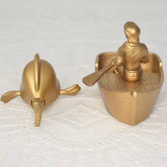 Vintage Disney Little Mermaid Gold McD's Happy Meal Toy Prince Eric Flounder Lot - Picture 4 of 13